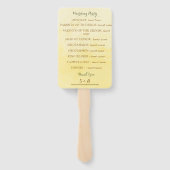 Rustic Sunflower Yellow Watercolor Wedding Program ハンドファン (裏面)