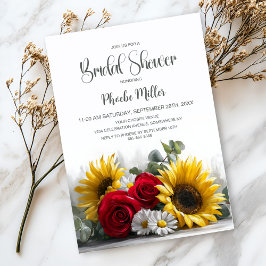 Rustic Sunflowers and Roses Bridal Shower 招待状