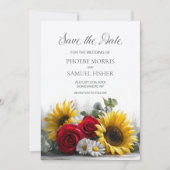 Rustic Sunflowers and Roses Wedding Save the Date セーブザデート (正面)