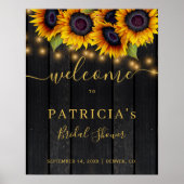 Rustic sunflowers barn bridal shower welcome sign ポスター (正面)