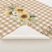 Rustic Sunflowers Brown Gingham Personalized シェルパブランケット (3/4)
