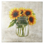 Rustic Sunflowers in Vintage Jar  タイル (正面)