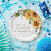 Rustic Sunflowers & Lavender Wedding ペーパープレート (パーティー)