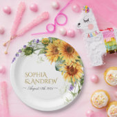 Rustic Sunflowers & Lavender Wedding ペーパープレート (パーティー)