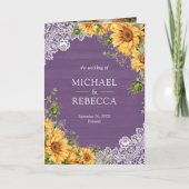Rustic Sunflowers Lavender Wood QR Code Wedding 招待状 (正面)