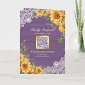 Rustic Sunflowers Lavender Wood QR Code Wedding 招待状 (裏面)