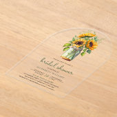 Rustic Sunflowers Mason Jar Bridal Shower アクリル招待状 (レイダウン)