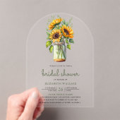 Rustic Sunflowers Mason Jar Bridal Shower アクリル招待状 (インサイチュ (ポータブル))