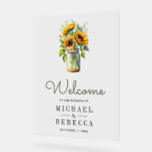 Rustic Sunflowers Mason Jar Wedding Welcome アクリルサイン (傾斜)