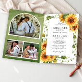 Rustic Sunflowers Photo Arch QR Code Wedding 招待状