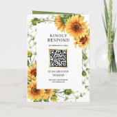 Rustic Sunflowers Photo Arch QR Code Wedding 招待状 (裏面)