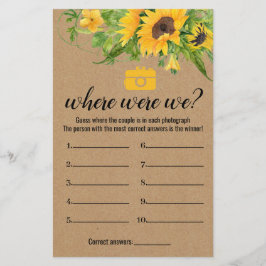 Rustic Sunflowers Shower Game Where Were We Card チラシ