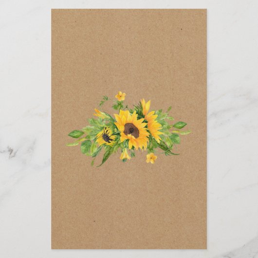 Rustic Sunflowers Shower Game Where Were We Card チラシ (裏面)