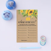 Rustic Sunflowers Shower Game Where Were We Card チラシ (シングル)
