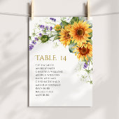 Rustic Sunflowers Wedding Seating Chart Cards 招待状