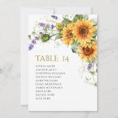 Rustic Sunflowers Wedding Seating Chart Cards 招待状 (正面)
