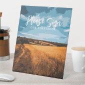 Rustic Sunlit Summer Golden Field Country 台座サイン (インサイチュ)