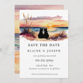 Rustic Sunset Beach Save The Date Cards セーブザデート (正面/裏面)