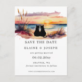 Rustic Sunset Beach Save The Date Cards 案内ポストカード (正面)
