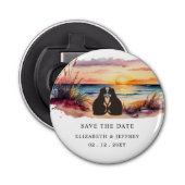 Rustic Sunset Beach Save The Date Magnet 栓抜き (正面)