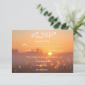 Rustic Sunset Nature Fireflies Wedding Meal Choice 出欠カード (スタンド正面)