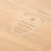 Rustic Swirl Frame Gold Muslim Wedding アクリル招待状 (レイダウン)