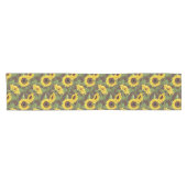 Rustic Table Runner with Sunflower Print, Brown  ショートテーブルランナー (横)