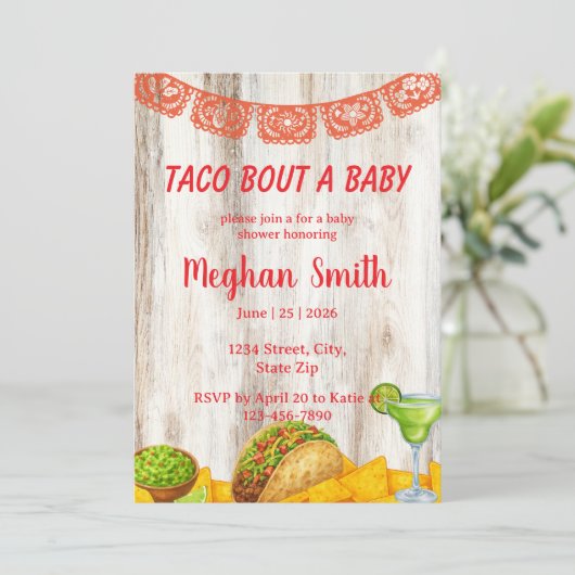 Rustic Taco ‘Bout a Baby Shower Invitation 招待状 (スタンド正面)