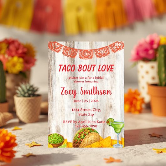 Rustic Taco ‘Bout Love Bridal Shower Invitation 招待状