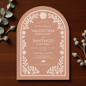 Rustic Talavera Terracotta Mexican Floral Wedding 招待状