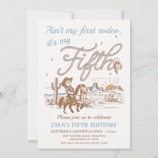 Rustic Tan Aint's My Fist Birthday Fifth Birthday 招待状 (正面)