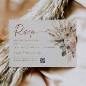 Rustic Tan Boho ウェディングRSVPカード 返信QRコード 出欠カード