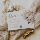 Rustic Tan Boho ウェディングRSVPカード 返信QRコード 出欠カード