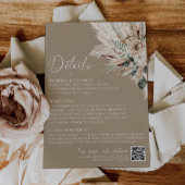 Rustic Tan Boho Wedding Enclosure Details Card ノートカード