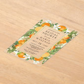 Rustic Tangerine Citrus Orange Bridal Shower アクリル招待状 (レイダウン)