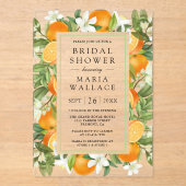 Rustic Tangerine Citrus Orange Bridal Shower アクリル招待状 (正面)