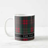 Rustic Tartan Plaid Family Name コーヒーマグカップ (左)