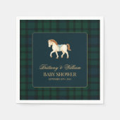 Rustic Tartan Plaid Horse Baby Shower スタンダードカクテルナプキン (正面)
