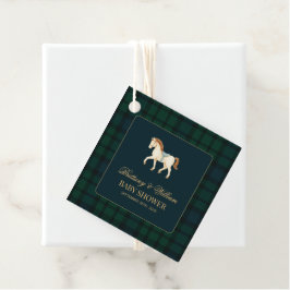 Rustic Tartan Plaid Horse Baby Shower  フェイバータグ