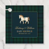 Rustic Tartan Plaid Horse Baby Shower  フェイバータグ (正面)