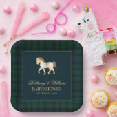 Rustic Tartan Plaid Horse Baby Shower  ペーパープレート (パーティー)
