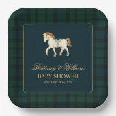 Rustic Tartan Plaid Horse Baby Shower  ペーパープレート (正面)