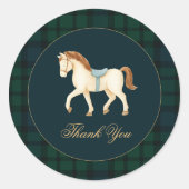 Rustic Tartan Plaid Horse Baby Shower ラウンドシール (正面)