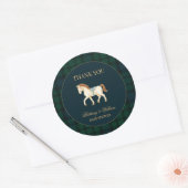 Rustic Tartan Plaid Horse Baby Shower  ラウンドシール (封筒)