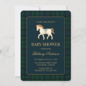 Rustic Tartan Plaid Horse Baby Shower  招待状 (正面)