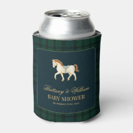Rustic Tartan Plaid Horse Baby Shower  缶クーラー