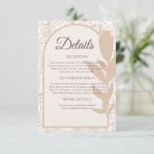Rustic Taupe Botanical Wedding Details Card エンクロージャーカード (スタンド正面)