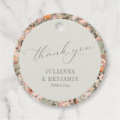 Rustic Taupe Floral Wedding Custom Name Thank You フェイバータグ (正面)