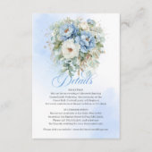 Rustic Teal Blue White Peonies ウェディング詳細カード 車 エンクロージャーカード (正面)
