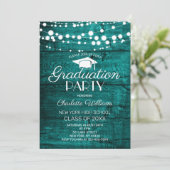 Rustic Teal Green Wood Graduation Party 招待状 (スタンド正面)
